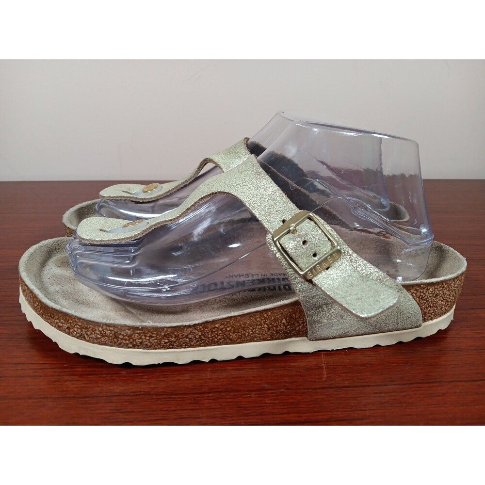 Birkenstock Gizeh Sandals Size 39 Washed Gold Casual Adjustable Strap Slip On - Picture 5 of 8